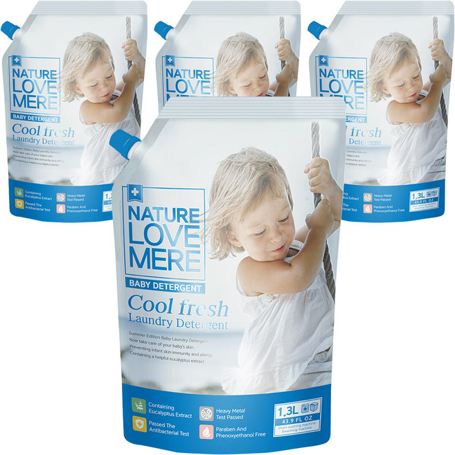 네이쳐러브메레 쿨프레쉬 유아 세제 리필형, 1.3L, 1개입, 4개