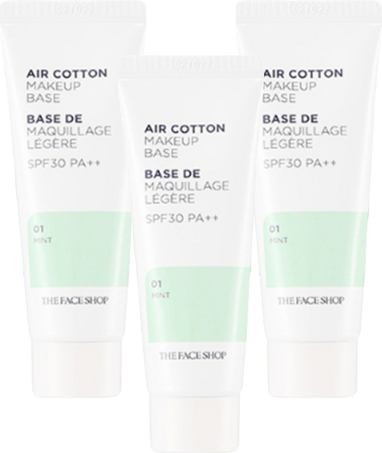 더페이스샵 에어코튼 메이크업 베이스 35g, 민트, 3개