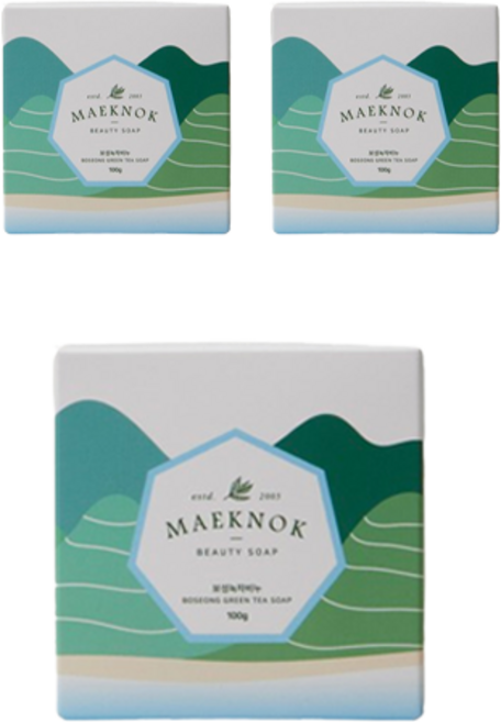 맥녹 보성 녹차 비누 선물세트, 100g, 3개