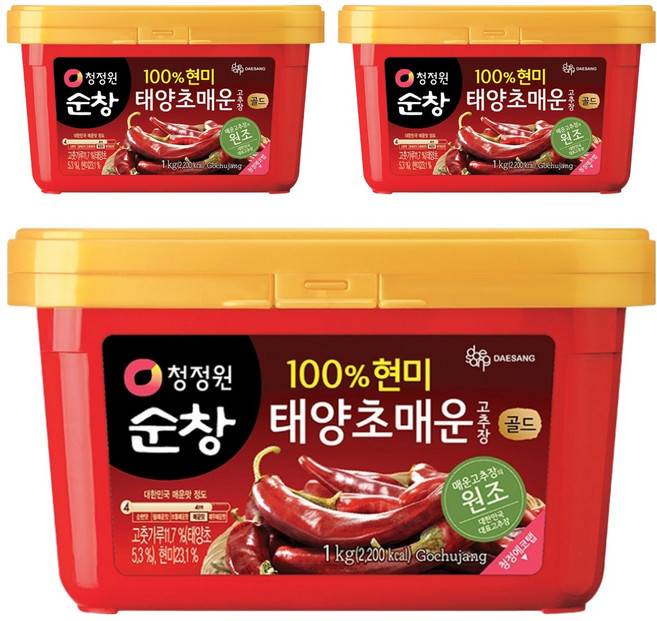 청정원순창 태양초 매운고추장 골드, 1kg, 3개