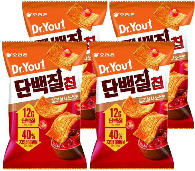 닥터유 단백질칩 칠리살사맛, 60g, 4개
