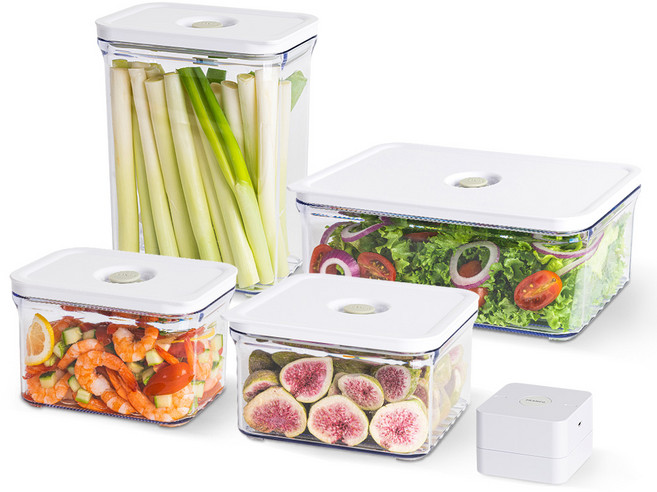 프랑코홈 창신리빙 파워바큠 진공용기 베이직 세트, 1세트, 진공용기 4종 + 진공펌프