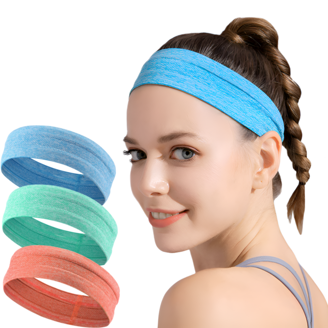 마움스 땀흡수 기능성 스포츠 헤어밴드, 블루 + 민트 + 주황, 1세트