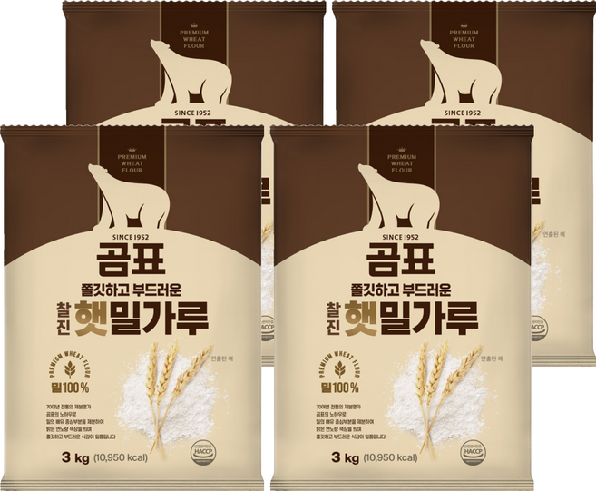 곰표 쫄깃하고 부드러운 찰진 햇밀가루, 3kg, 4개