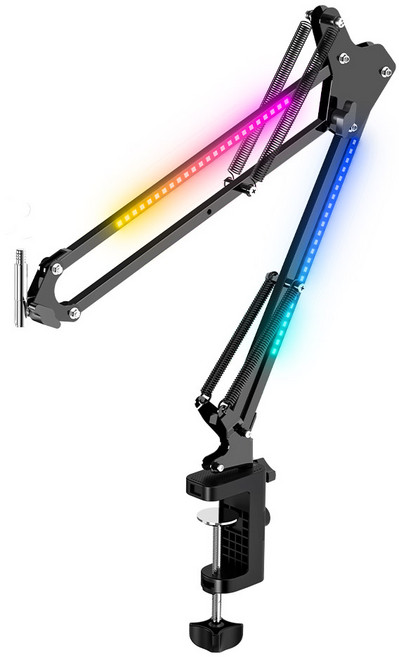 조이트론 프로페셔널 탁상용 굴절 레코딩 마이크 암 스탠드 거치대, RGB순환, 1개, RGB MIC ARM STAND