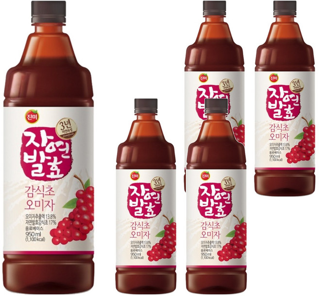 진미 3년숙성 자연발효 감식초 오미자, 950ml, 5개