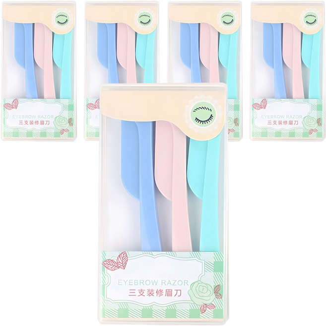 섬세한 접이식 눈썹 칼, 핑크, 퍼플, 옐로우, 15개
