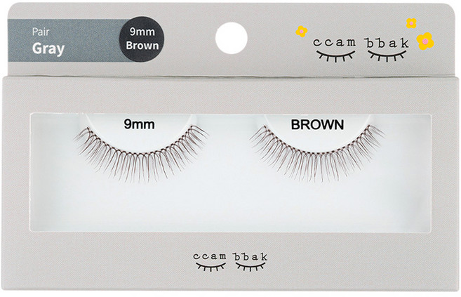 깜빡 인조 통짜 속눈썹 패키지버전 9mm 통짜, 1개, 브라운