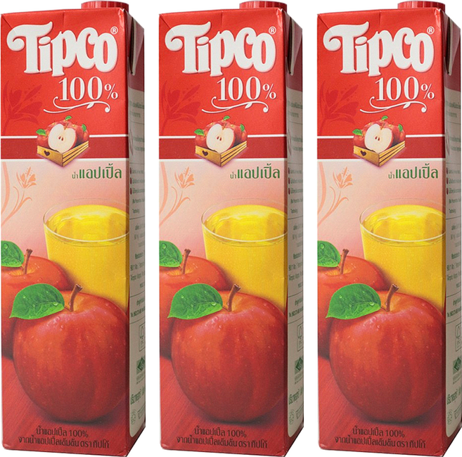 Tipco 泰可 100%蘋果汁, 1L, 3瓶