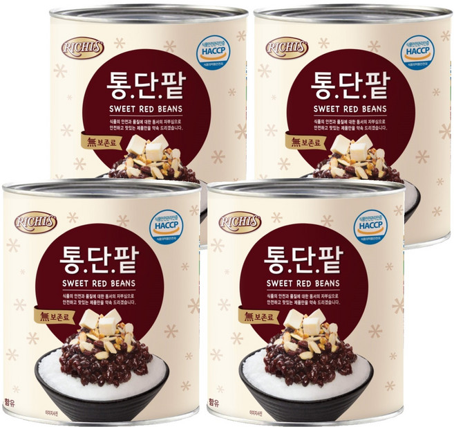 (주)동서 리치스 통단팥, 4개, 3kg