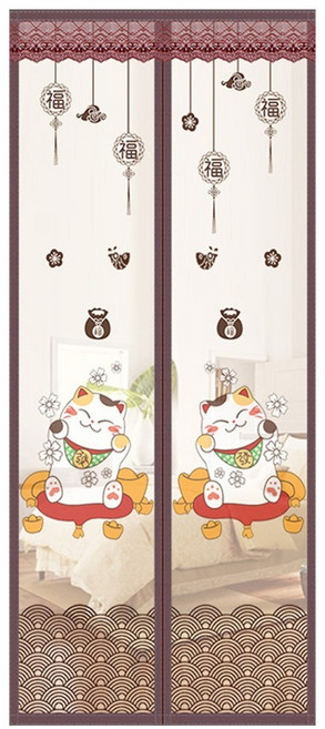 半島良品 魔術膠靜音磁吸防蚊門簾, 恭喜發財 白色