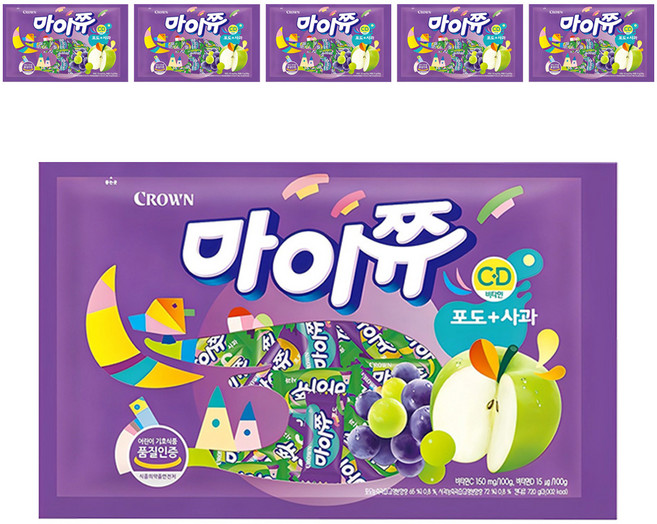 마이쮸 츄잉캔디 포도 사과, 720g, 6개