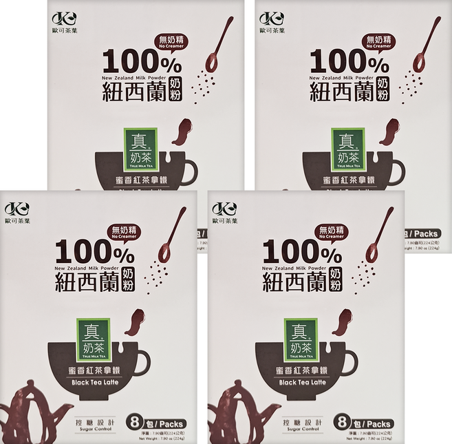 歐可茶葉 控糖系列 蜜香紅茶拿鐵, 28g, 8包, 4盒