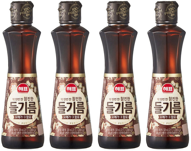 해표 참진한 들기름, 320ml, 4개