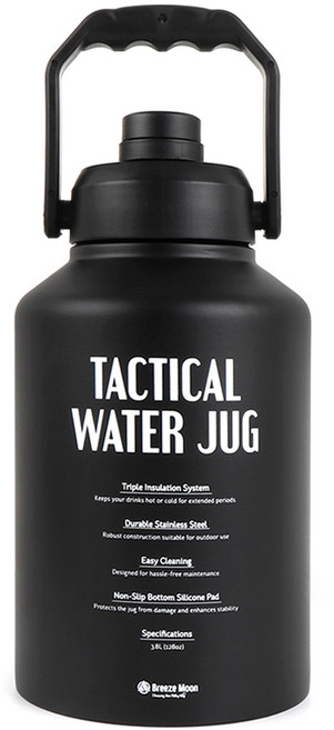 브리즈문 택티컬 스테인리스 워터저그 3.8L, 블랙, 1개