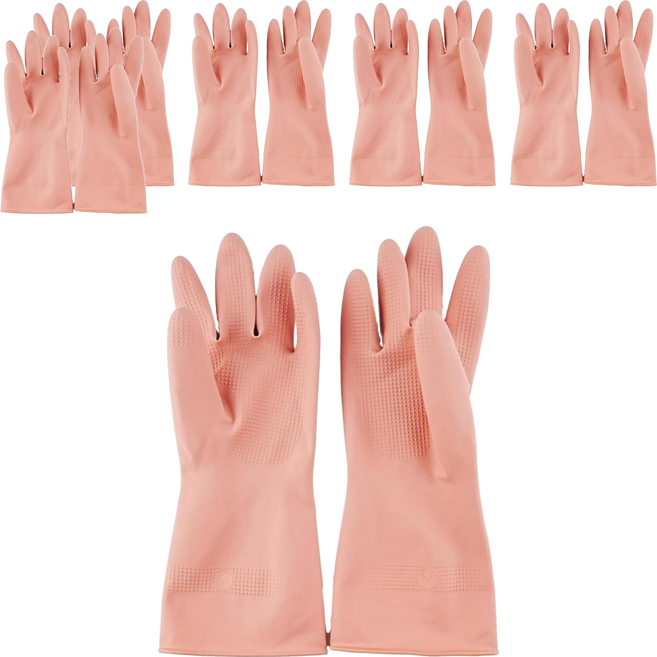 AXIS 艾克思 不分左右手清潔用手套 天然乳膠製 台灣製造, 粉色, L(12.5 x 33cm), 6組