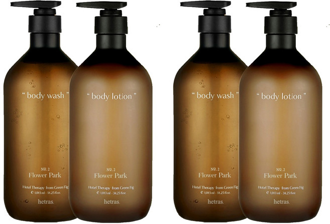 hetras. 飯店療癒沐浴乳 1013ml+身體乳 1013ml禮盒 No.2 花園, 2組