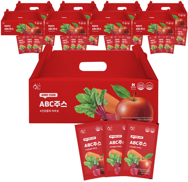황금이네 국내산 갈아만든 생착즙 ABC쥬스 100ml 30포, 3L, 9개