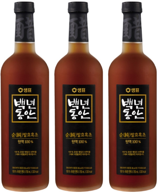 백년동안 순 발효 흑초 원액, 750ml, 3개
