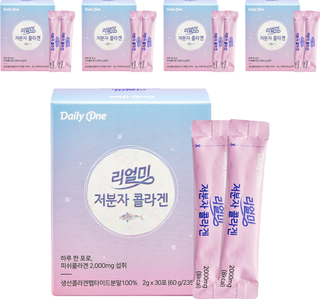 데일리원 리얼미 저분자콜라겐 30p, 60g, 5박스