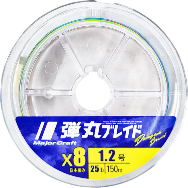 Major Craft 彈丸 日本製 PE釣魚線 8編 1.2號, 五色, 1盒