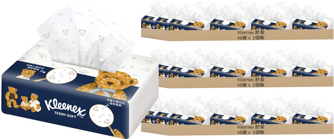 Kleenex 舒潔 Teddy Soft 小熊印花抽取面紙 100抽 87131, 144套, 1個裝