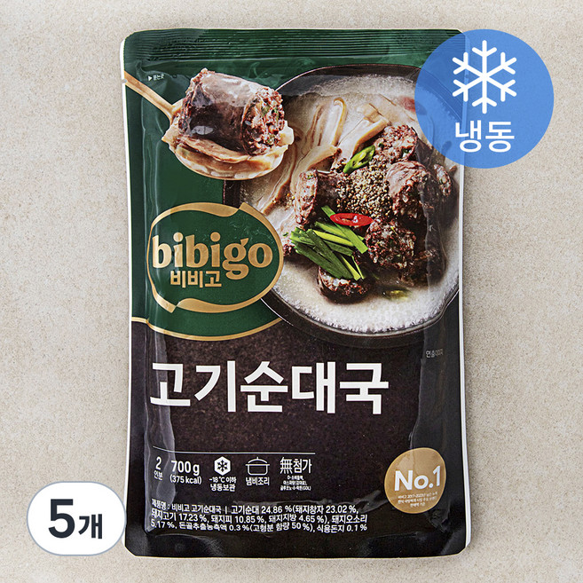 비비고 고기순대국 2인분 (냉동), 700g, 5개