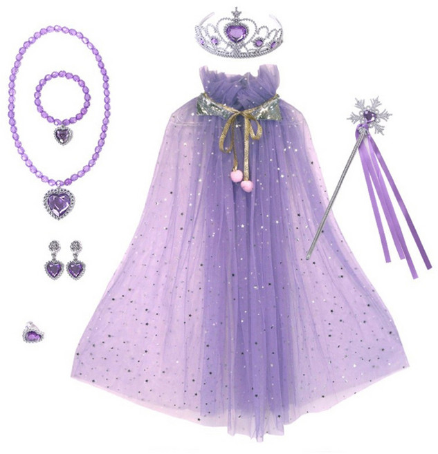 토리월드 생일 파티 공주 눈꽃 망토 세트, 퍼플, 1세트