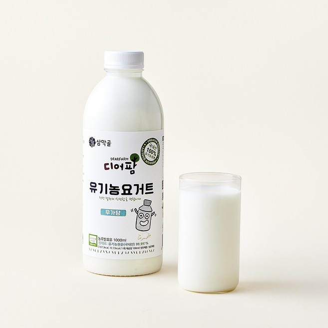디어팜 유기가공식품 인증 무가당 수제요거트, 1L, 1개입, 1개