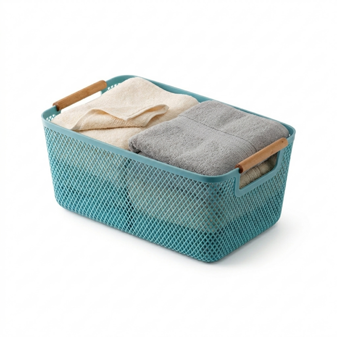 러블비 손잡이 다용도 욕실 주방 수납박스, 스카이블루, 1개