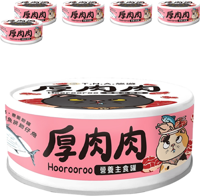 厚肉肉 全齡貓 營養主食罐, 80g, 6罐