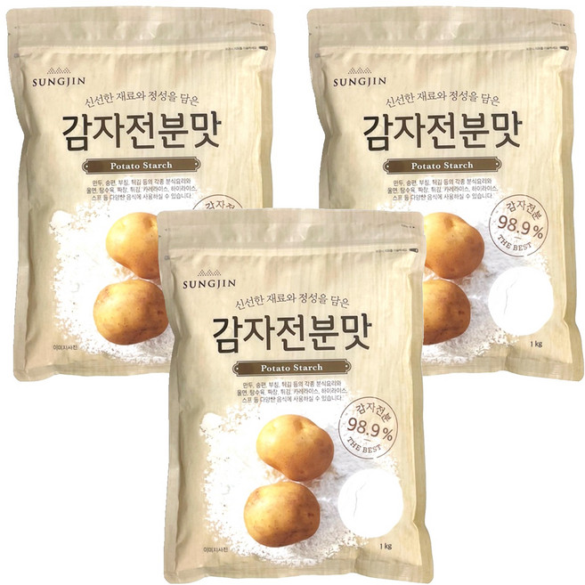 SUNGJIN FOOD 馬鈴薯澱粉味, 1kg, 3個