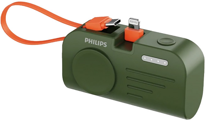 PHILIPS 飛利浦 手錶磁吸多合一行動電源 Type C線 + Lightning頭, DLP2552VG, 綠色