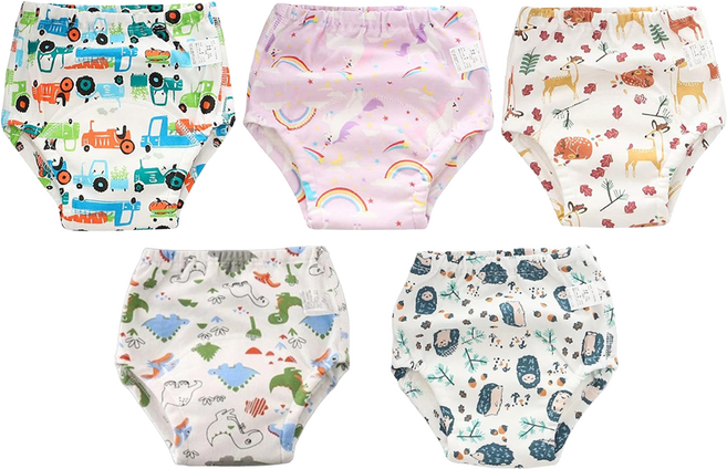 A love 4層一體學習褲 5件入 90cm 棉質 防水, 多色, 1組