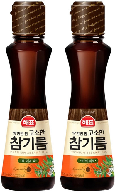 해표 고소한 참기름, 320ml, 2개