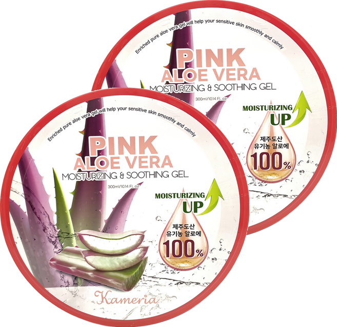 Kameria 100%濟州島粉紅蘆薈保濕凝膠, 2罐, 300ml