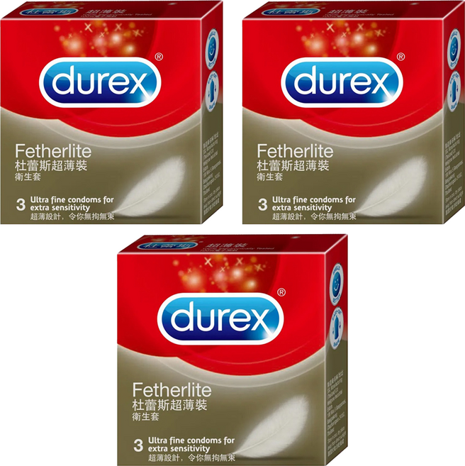 durex 杜蕾斯 超薄裝衛生套, 3個, 3盒