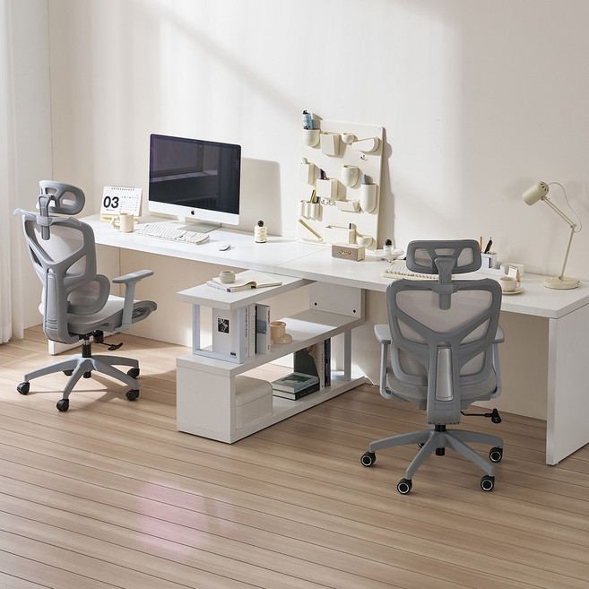 서울소호 유로 1600 데스크 + 책장 2인 세트 방문설치, 화이트