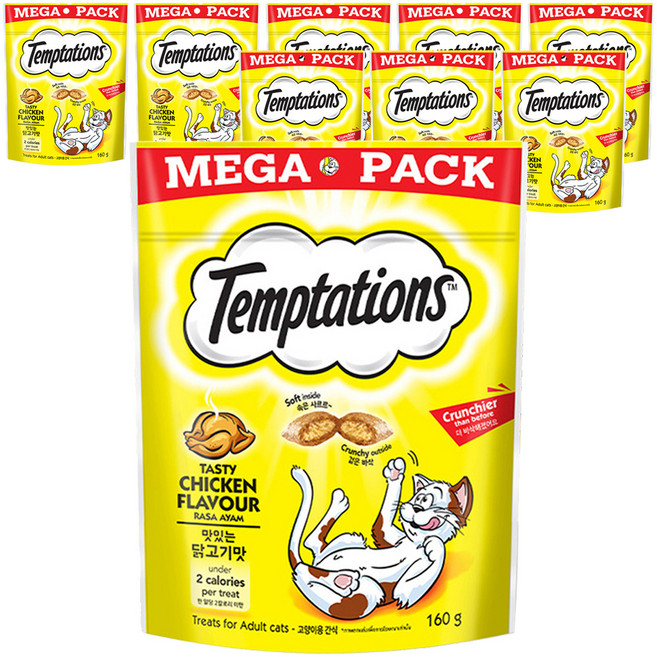 템테이션 고양이 메가팩 스낵 간식, 맛있는 닭고기맛, 160g, 9개