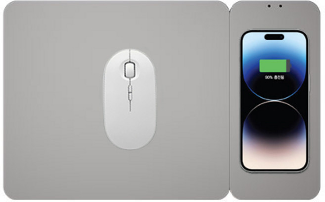 엔보우 고속 무선충전 15W 분리형 마우스 패드 WCPADM, 그레이, 1개