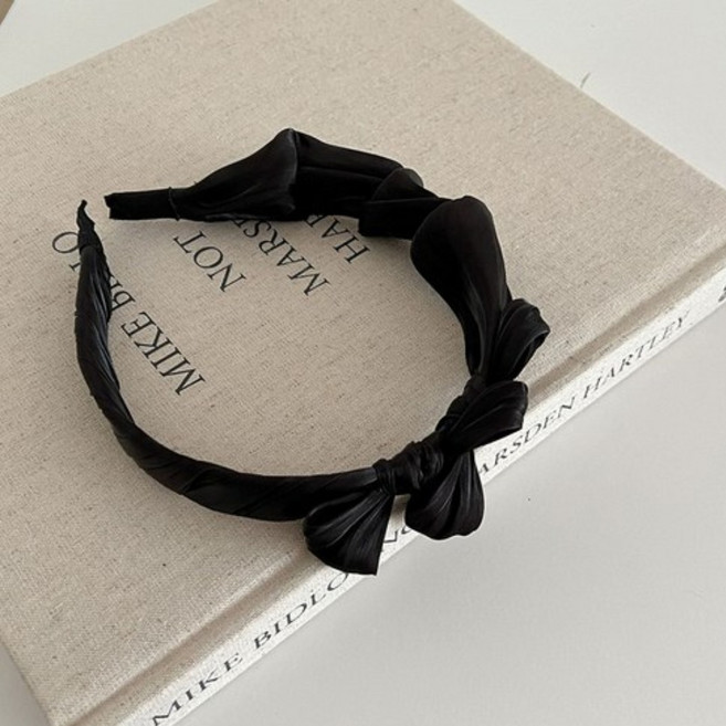 피어니스트 실키 리본 프레스 플리츠 헤어 머리띠 17cm