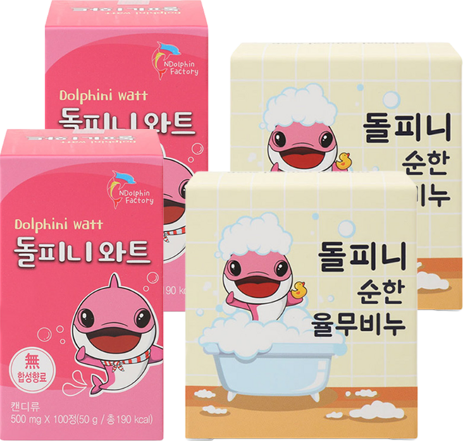 돌피니 순한 율무비누 + 돌피니와트 캔디, 2세트, 200g