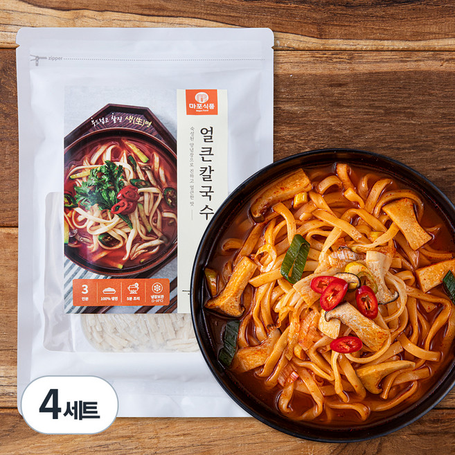 마포식품 면미담 얼큰 칼국수 + 소스 3인분 세트, 600g, 4세트