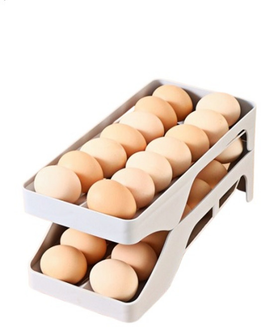 블럭마트 슬라이드 계란 롤링 트레이 더블 랙, 그레이, 1개