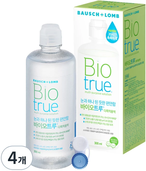 바이오트루 렌즈 세정액, 300ml, 4개 - 쿠팡