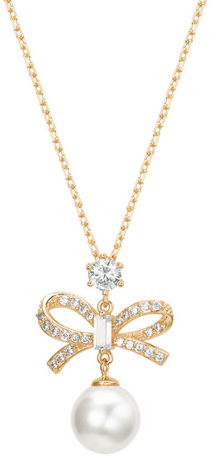 새미쥬얼리 여성용 14k 라리본 진주 목걸이 + 쇼핑백