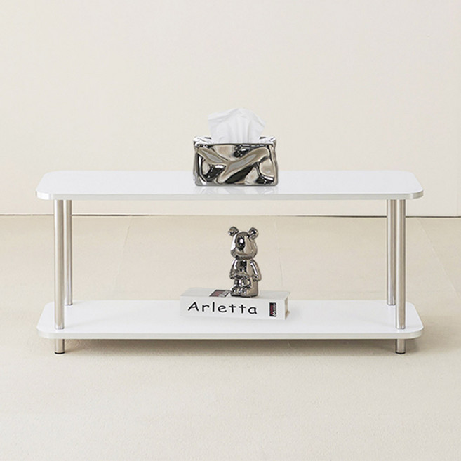 고래가구 단테 미드센추리 수납 선반 사각형 1000, 화이트, 2단