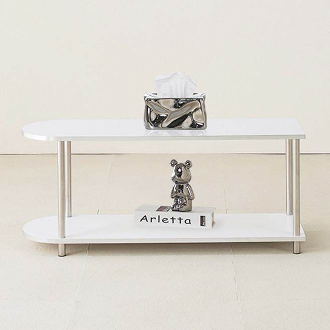 고래가구 단테 미드센추리 수납 선반 반원형 1000, 화이트, 2단