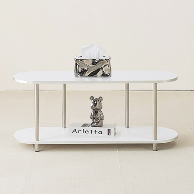 고래가구 단테 미드센추리 수납 선반 타원형 1000, 화이트, 2단