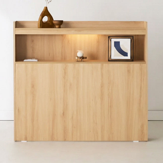 고래가구 포스티 LED조명 침대 헤드보드 직선형 고객직접설치, 오크